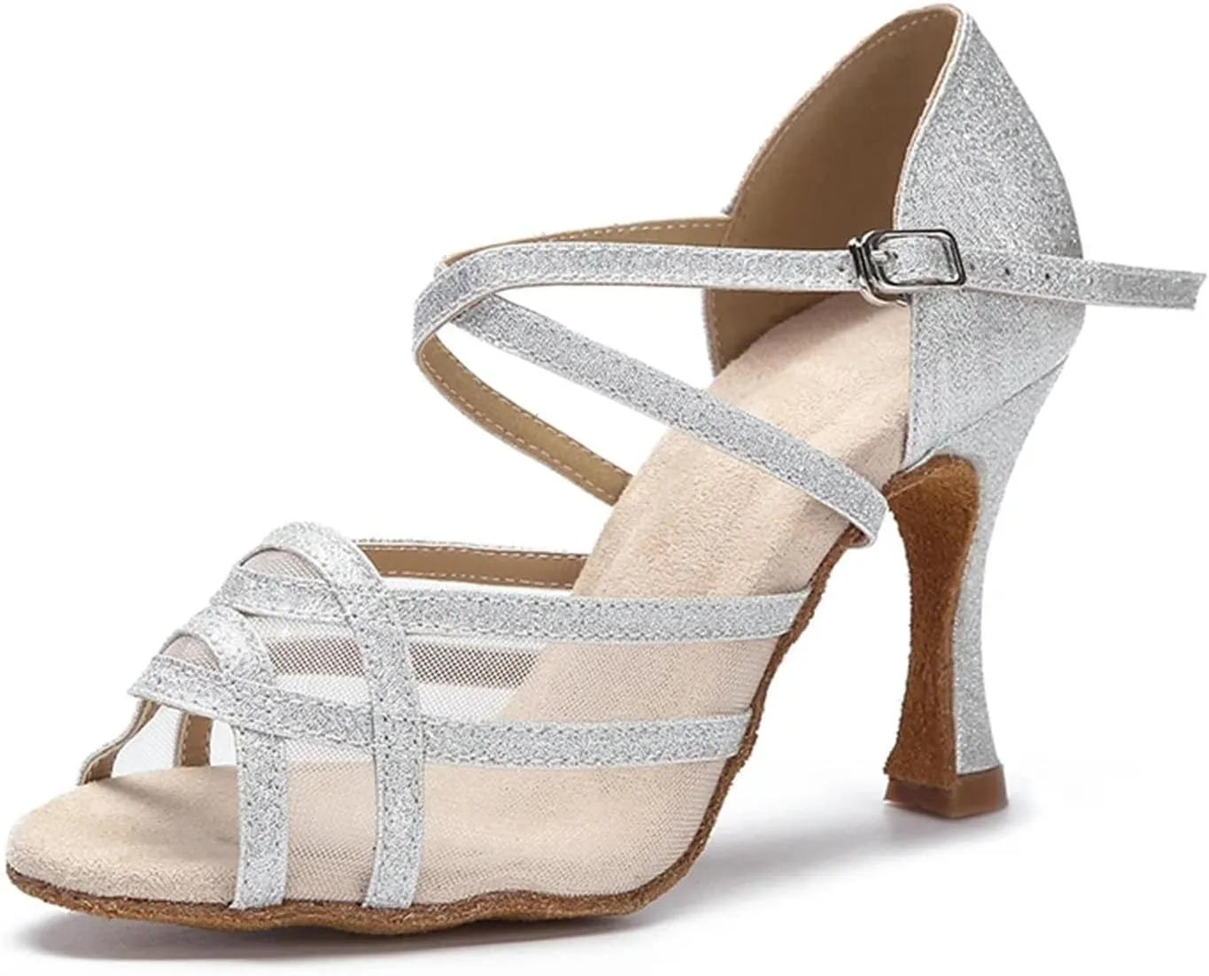 Women's Mesh Latin Dance Shoes - Tango Salsa Rumba Ballroom Party Sandals, 10CM/3.9Inch Heel Height