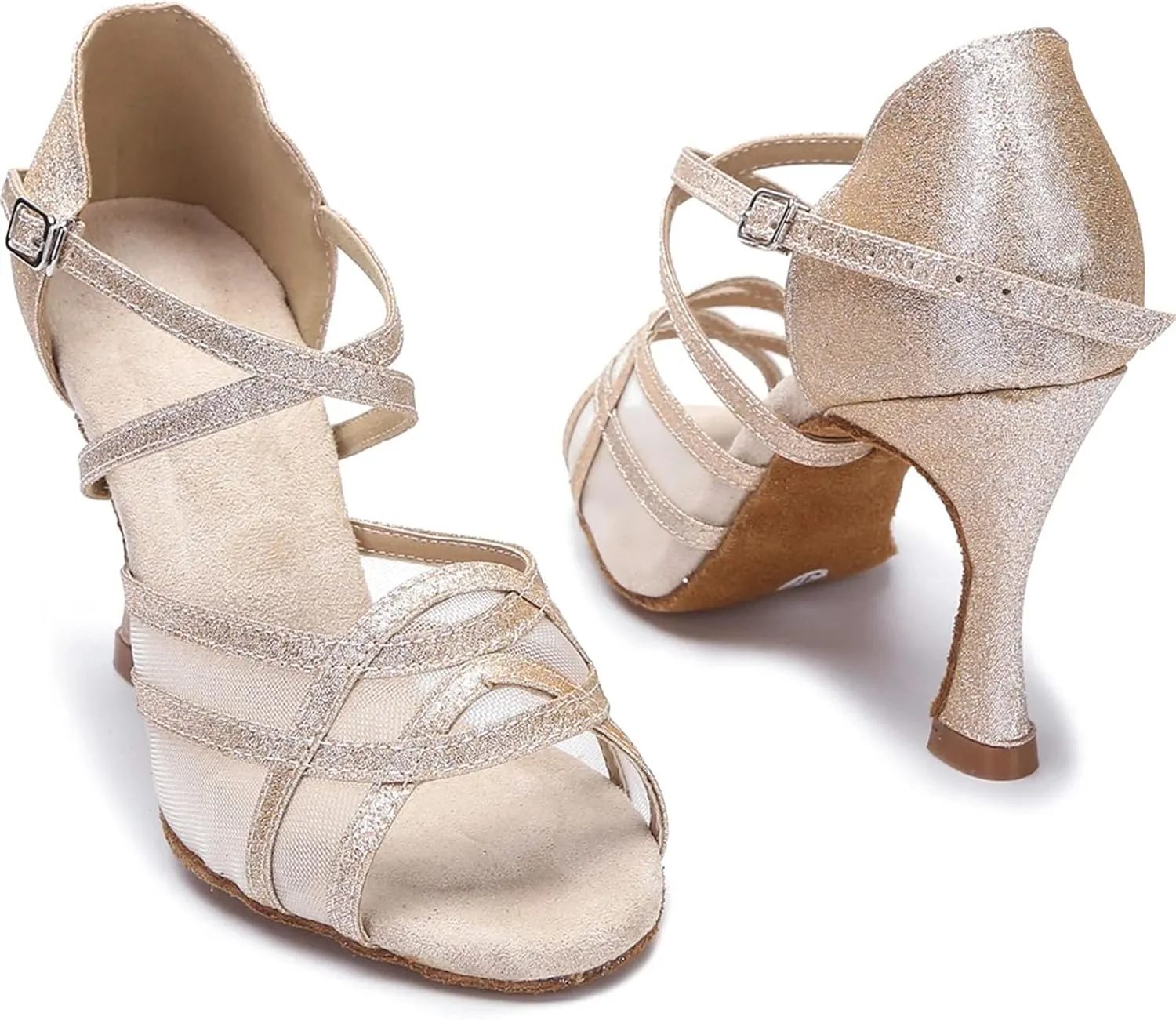 Women's Mesh Latin Dance Shoes - Tango Salsa Rumba Ballroom Party Sandals, 10CM/3.9Inch Heel Height