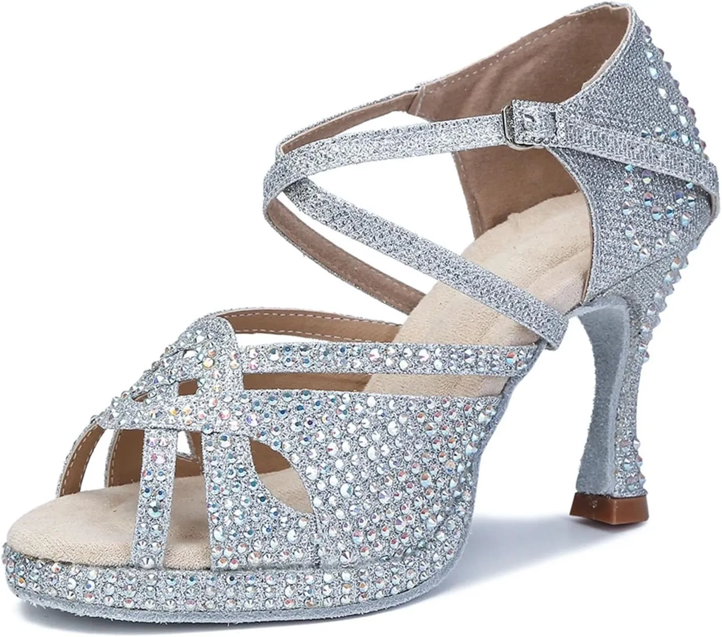 Women's Platform Latin Dance Shoes - Tango High Heel Ballroom Party Sneakers, 10CM/3.9Inch Heel Height