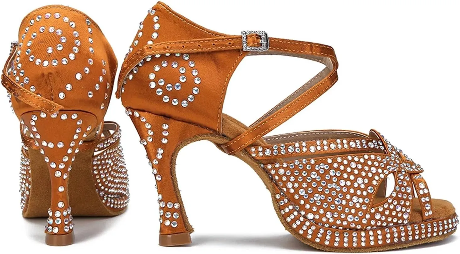 Women's Platform Latin Dance Shoes - Tango High Heel Ballroom Party Sneakers, 10CM/3.9Inch Heel Height