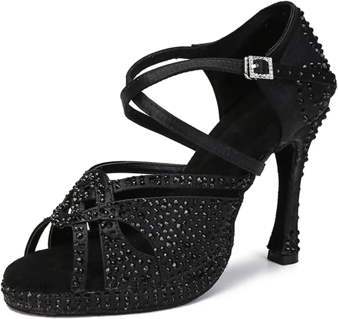 Women's Platform Latin Dance Shoes - Tango High Heel Ballroom Party Sneakers, 10CM/3.9Inch Heel Height
