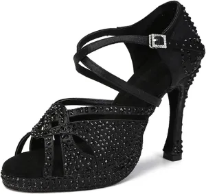 Women's Platform Latin Dance Shoes - Tango High Heel Ballroom Party Sneakers, 10CM/3.9Inch Heel Height