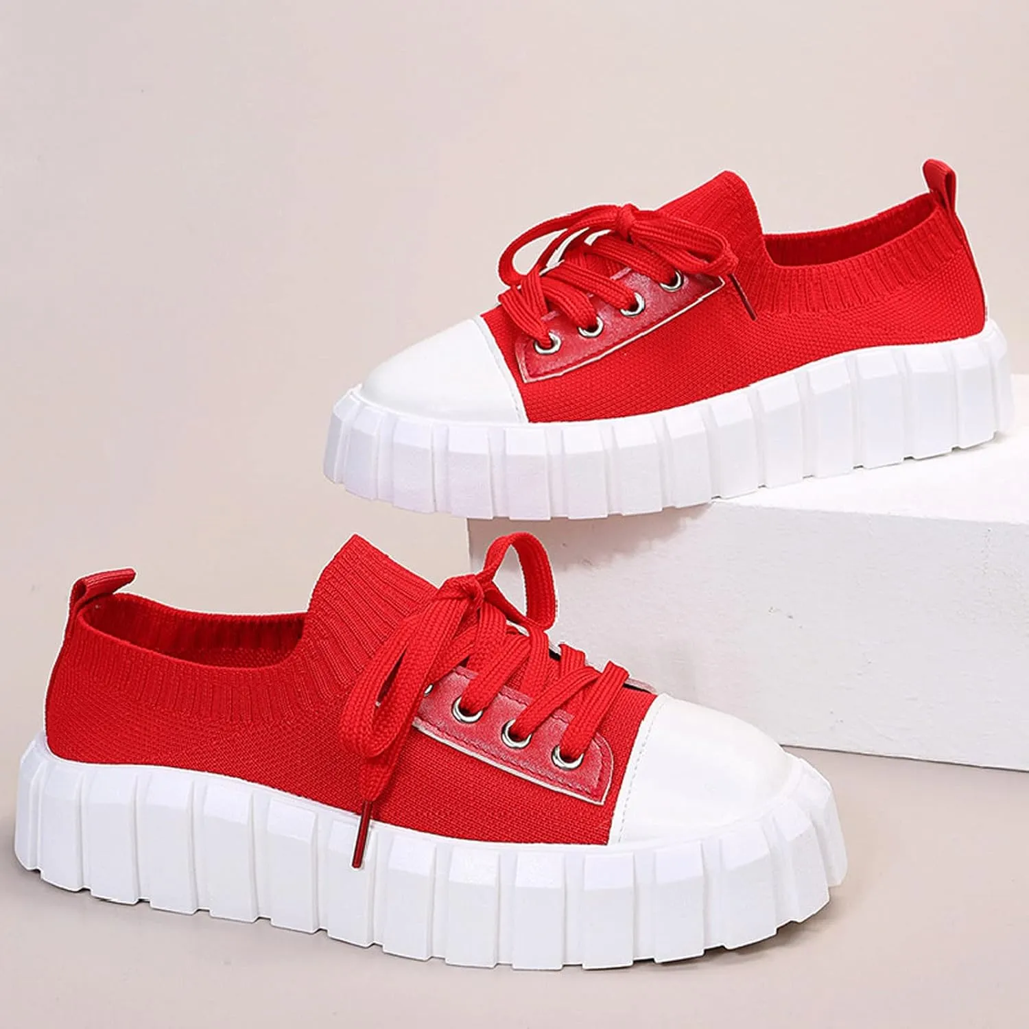 Womens Platform Sneakers White Tennis Shoes Casual Low Top Fashion Sneaker Hiking Workout Sports Gym Footwear