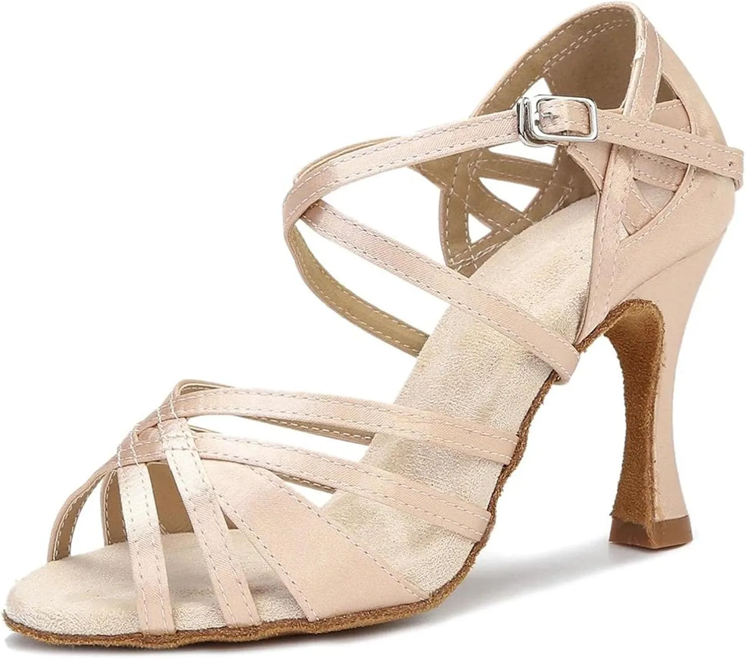 Women's Silk Satin Latin Dance Shoes - Salsa Tango Ballroom Professional Dance Sneakers, 10CM/3.9Inch Heel Height