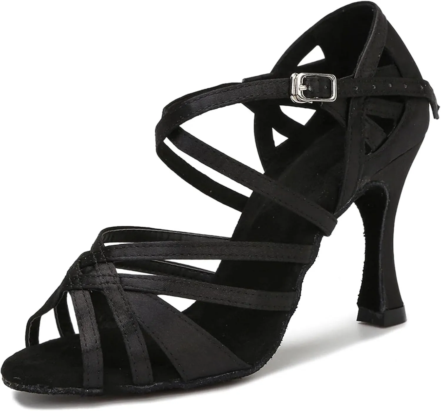 Women's Silk Satin Latin Dance Shoes - Salsa Tango Ballroom Professional Dance Sneakers, 10CM/3.9Inch Heel Height