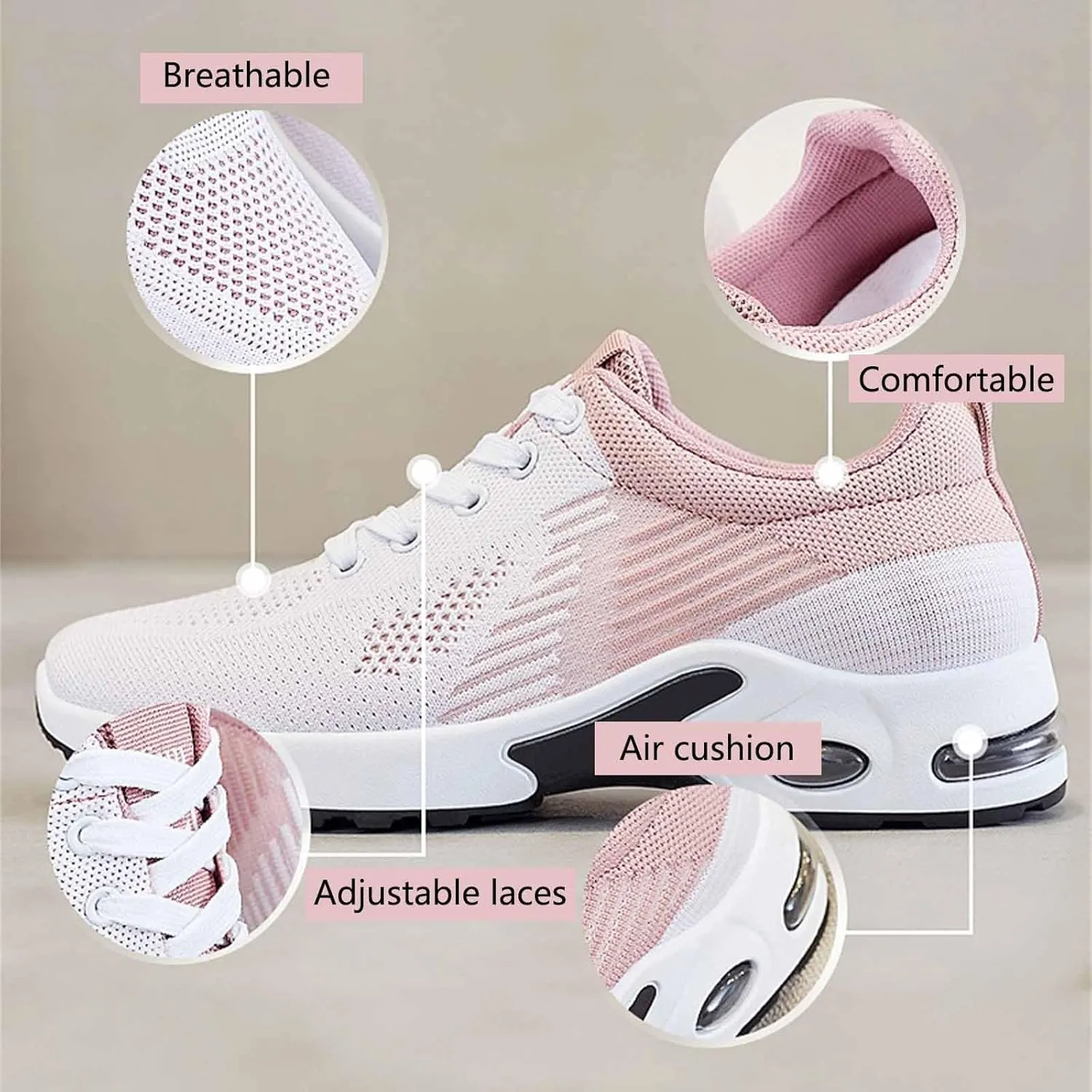 Womens Sneakers Air Cushion Orthopedic Mesh Breathable Gym Work Non Slip Walking Sports Wide Width Toe Box Shoes
