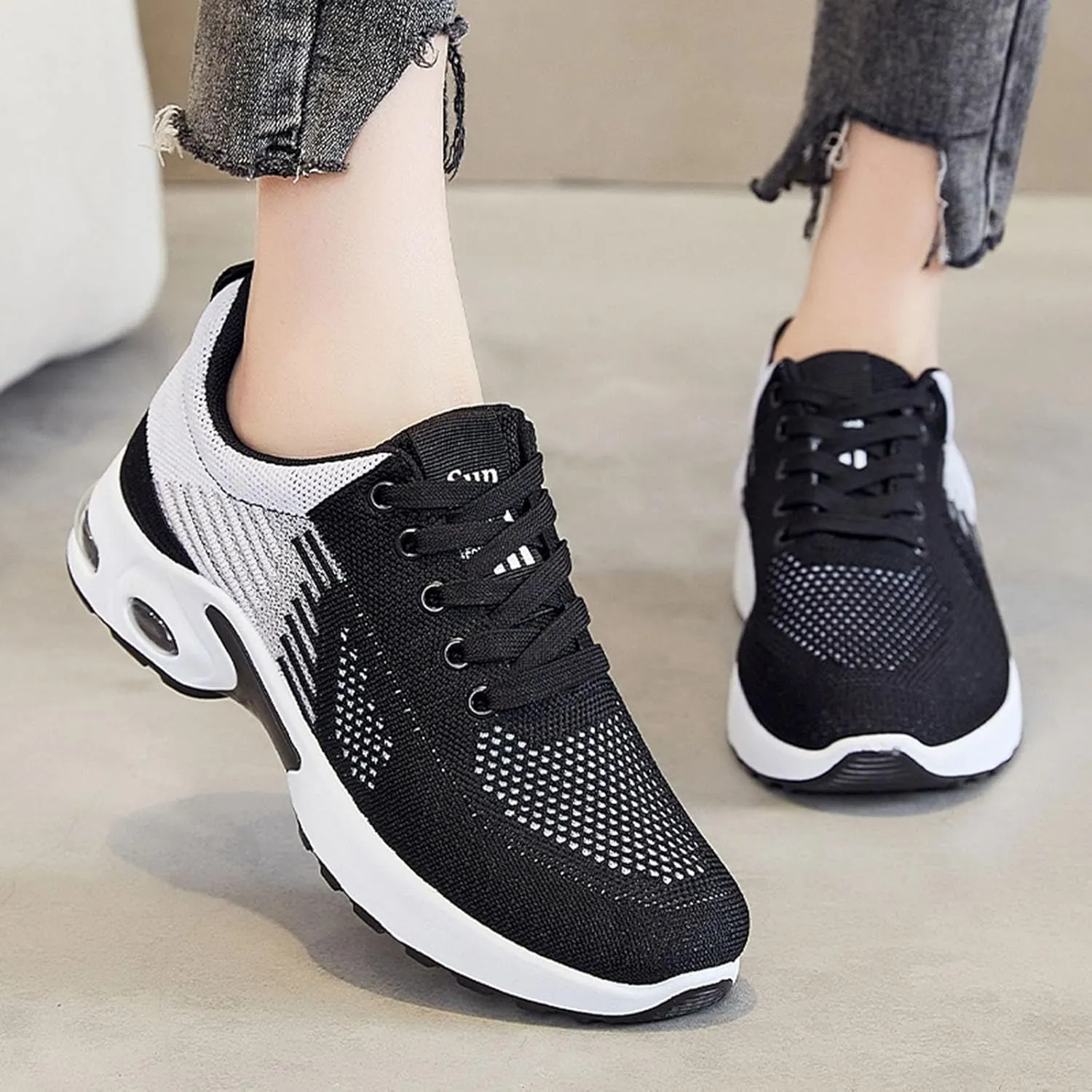 Womens Sneakers Air Cushion Orthopedic Mesh Breathable Gym Work Non Slip Walking Sports Wide Width Toe Box Shoes