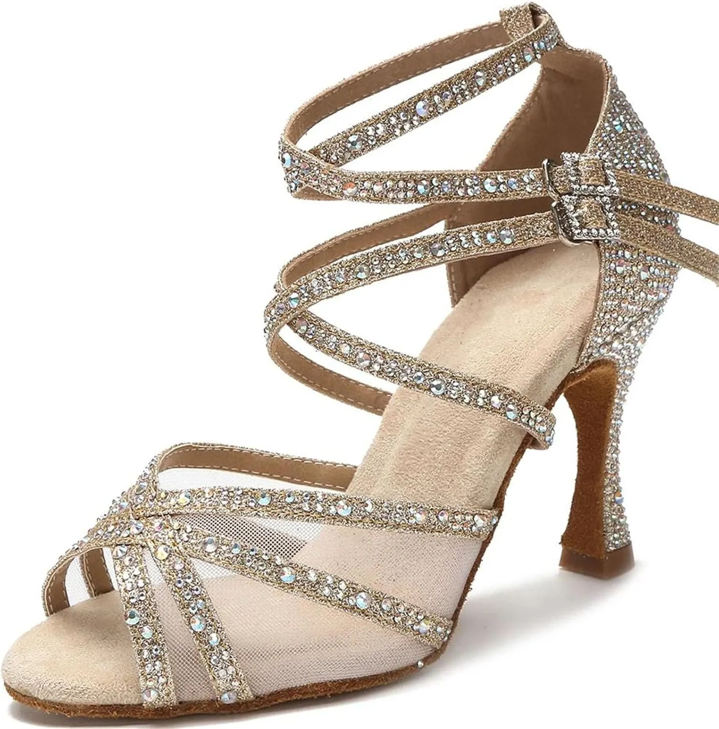 Women's Soft Heel Latin Dance Shoes - Ballroom Party Wedding Sandals, 10CM/3.9Inch Heel Height