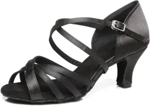 Women's Stylish Peep Toe Satin Ballroom Tango Party Wedding Prom Professional Dance Shoes