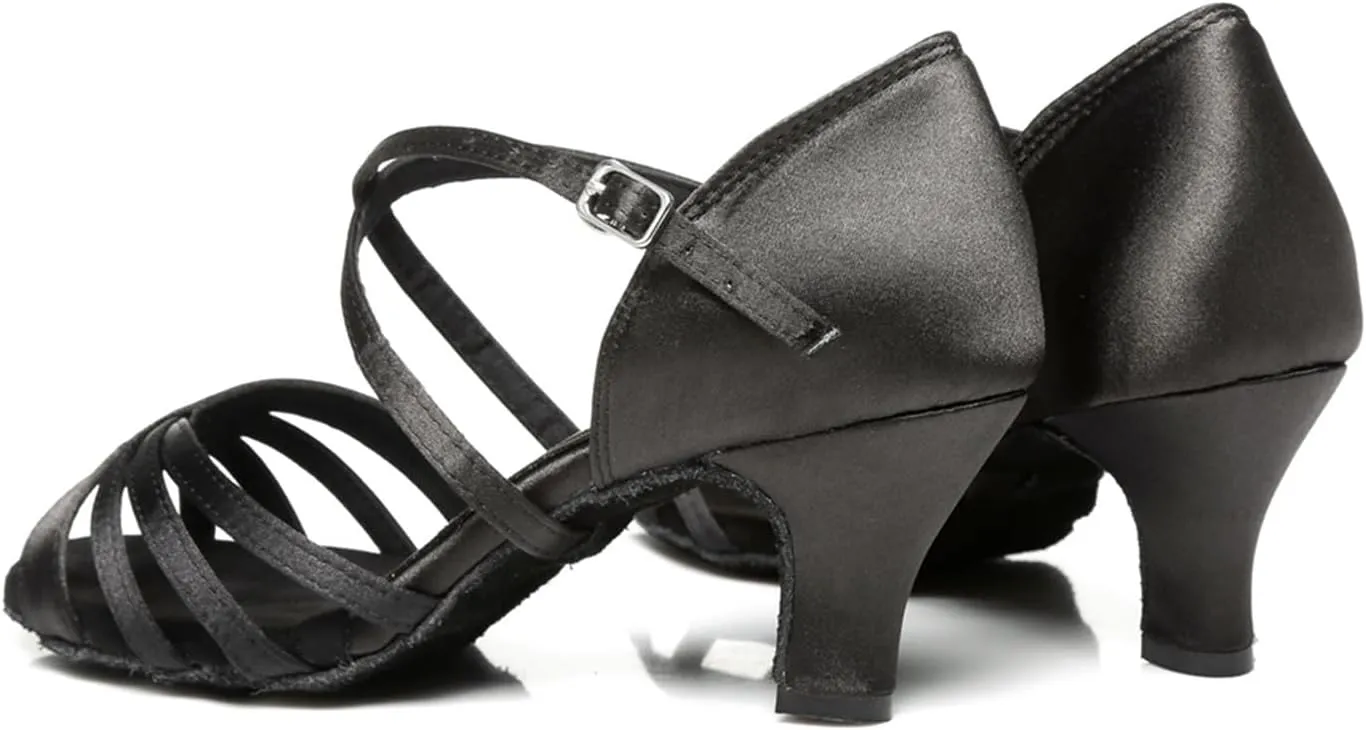 Women's Stylish Peep Toe Satin Ballroom Tango Party Wedding Prom Professional Dance Shoes