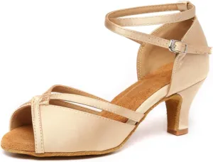 Women's Stylish Peep Toe Satin Ballroom Tango Party Wedding Prom Professional Dance Shoes