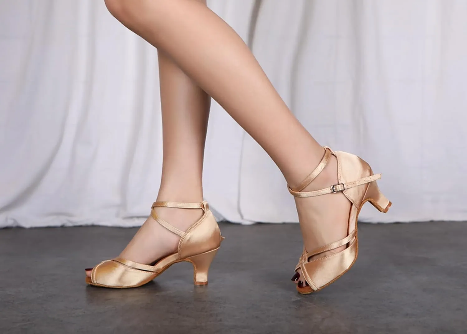 Women's Stylish Peep Toe Satin Ballroom Tango Party Wedding Prom Professional Dance Shoes