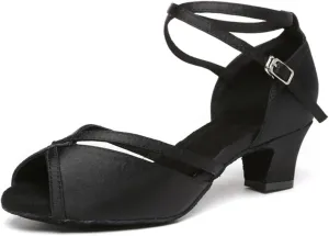 Women's Stylish Peep Toe Satin Ballroom Tango Party Wedding Prom Professional Dance Shoes