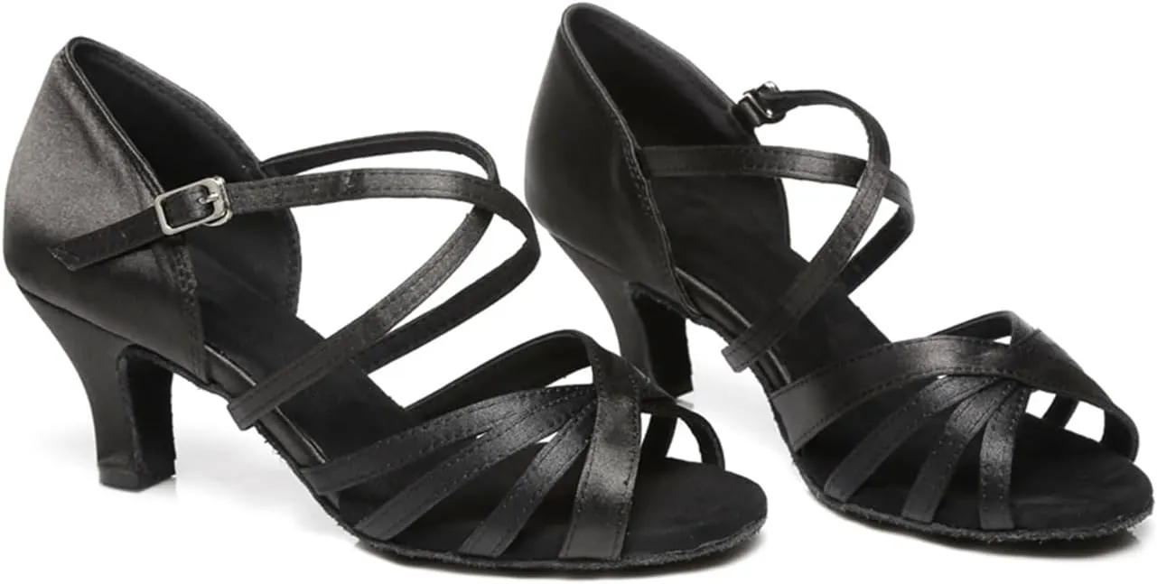 Women's Stylish Peep Toe Satin Ballroom Tango Party Wedding Prom Professional Dance Shoes