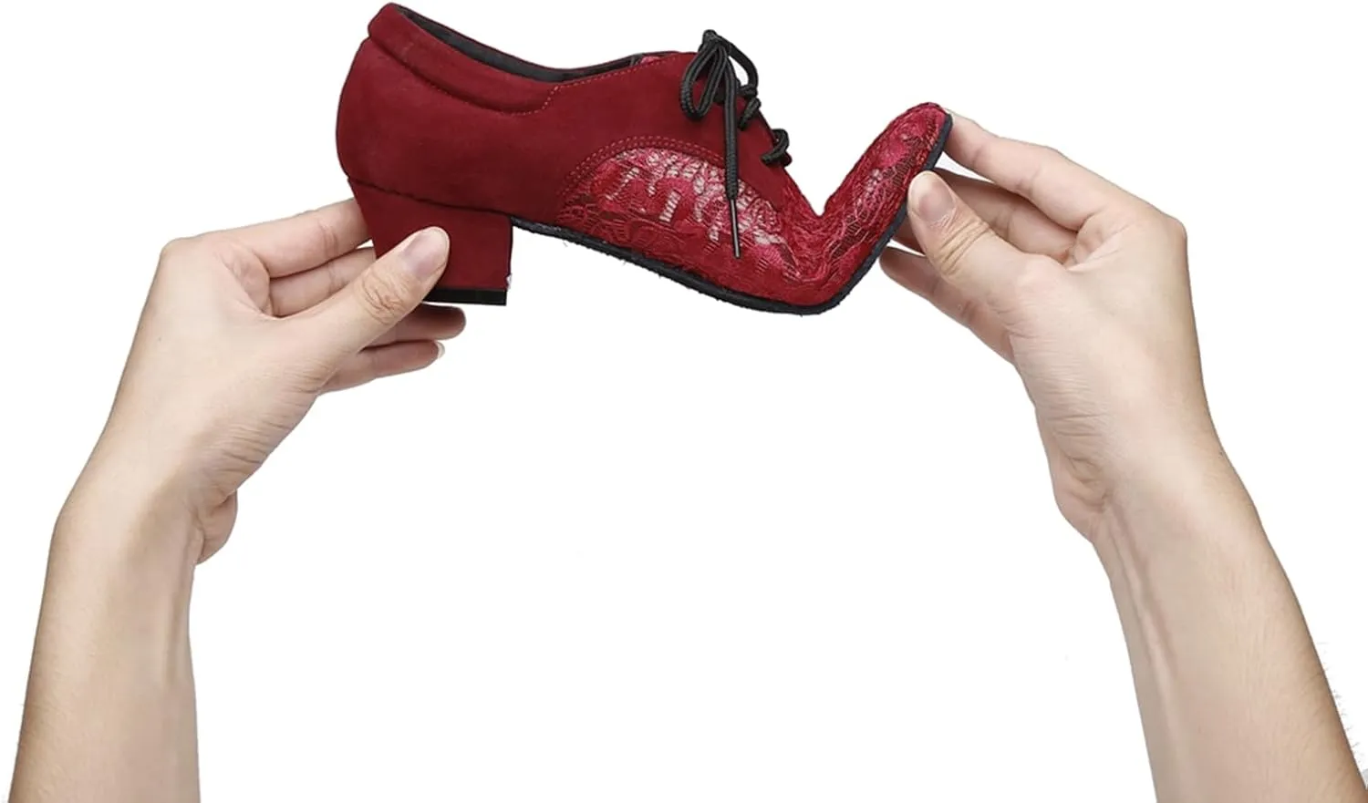 Women's Stylish Round Toe Mesh Synthetic Ballroom Morden Tango Party Wedding Professional Dance Shoes