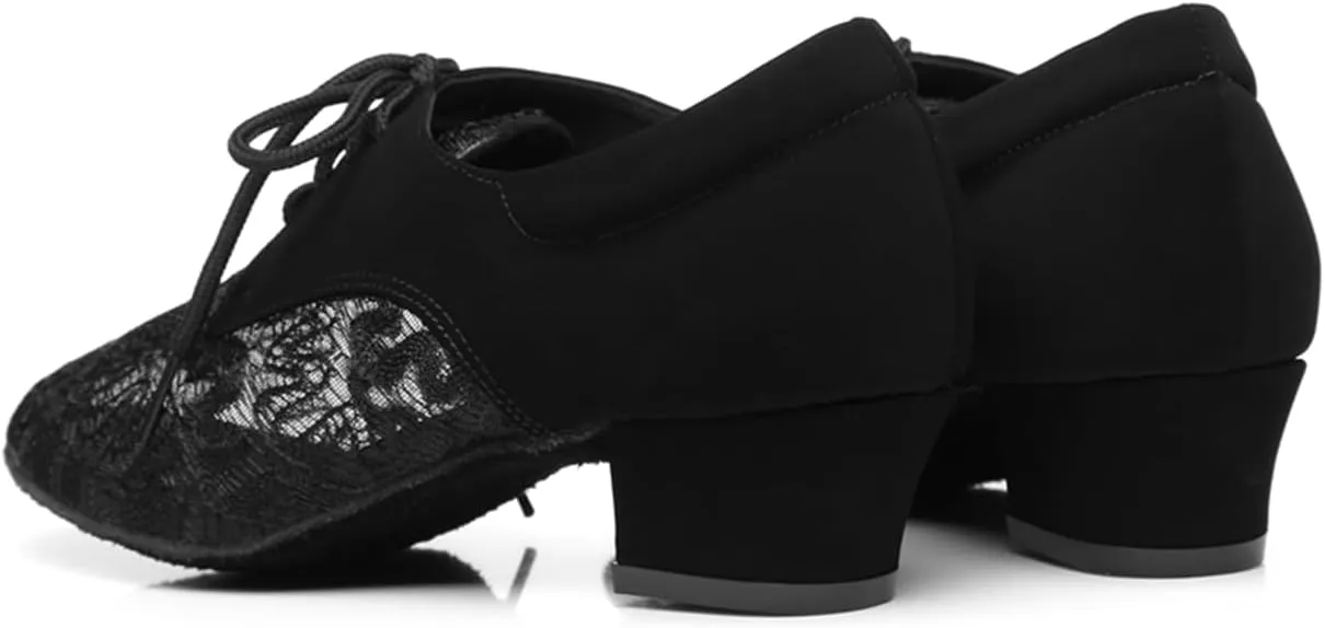 Women's Stylish Round Toe Mesh Synthetic Ballroom Morden Tango Party Wedding Professional Dance Shoes