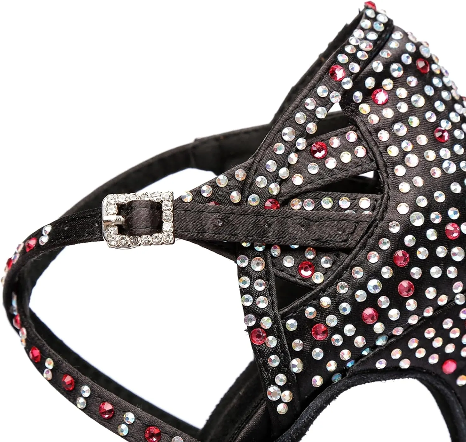 Women's Stylish Sparkle Rhinestones Peep Toe Satin Ballroom Modern Tango Party Wedding Professional Dance Shoes