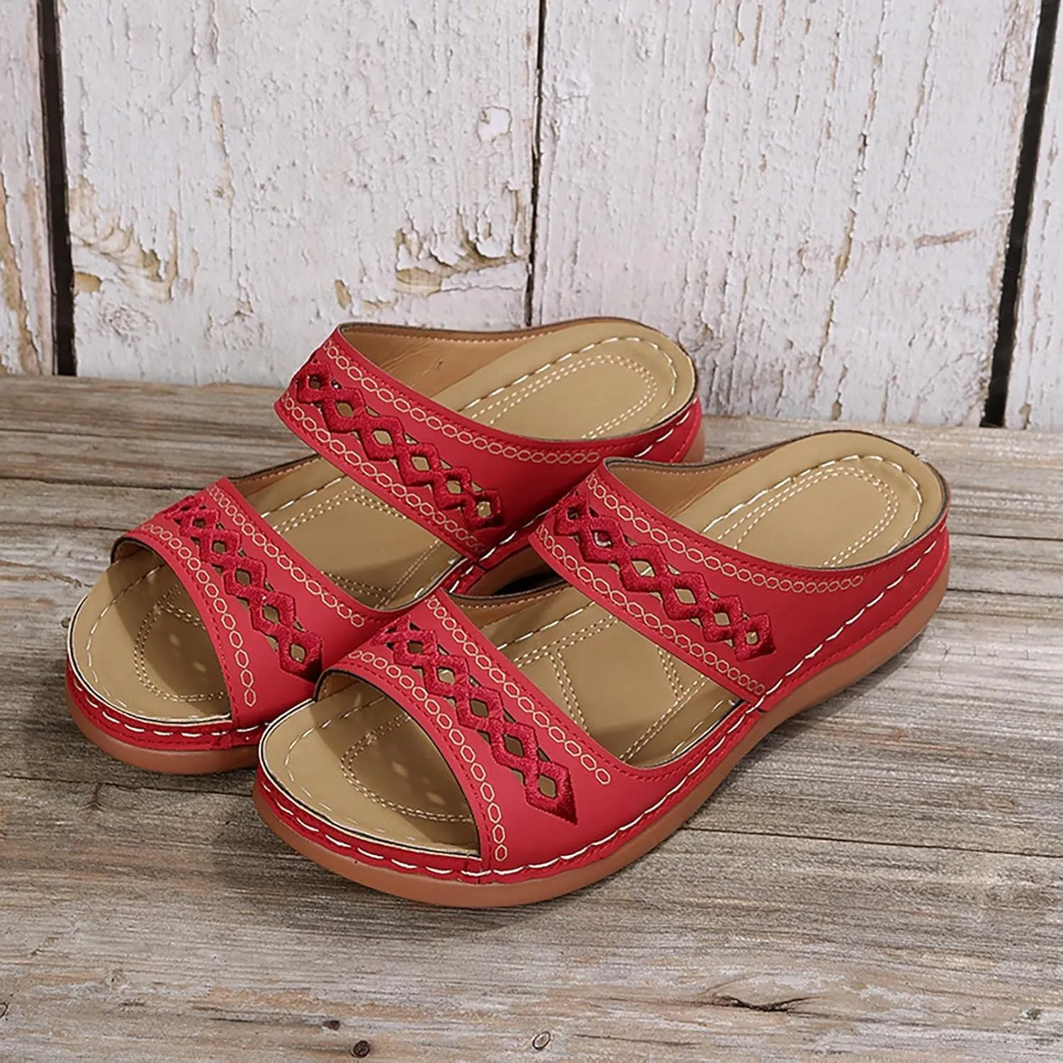 Women'Sandanls Thick Chunky Heeled Slippers Buckle Open Toe Lazy Slip On Female Casual Shoes for Summer Comfort Wedge Wide Feet Ankle Strap Non Slip Outdoor Trendy Hight slipper cork Feet L95-Black