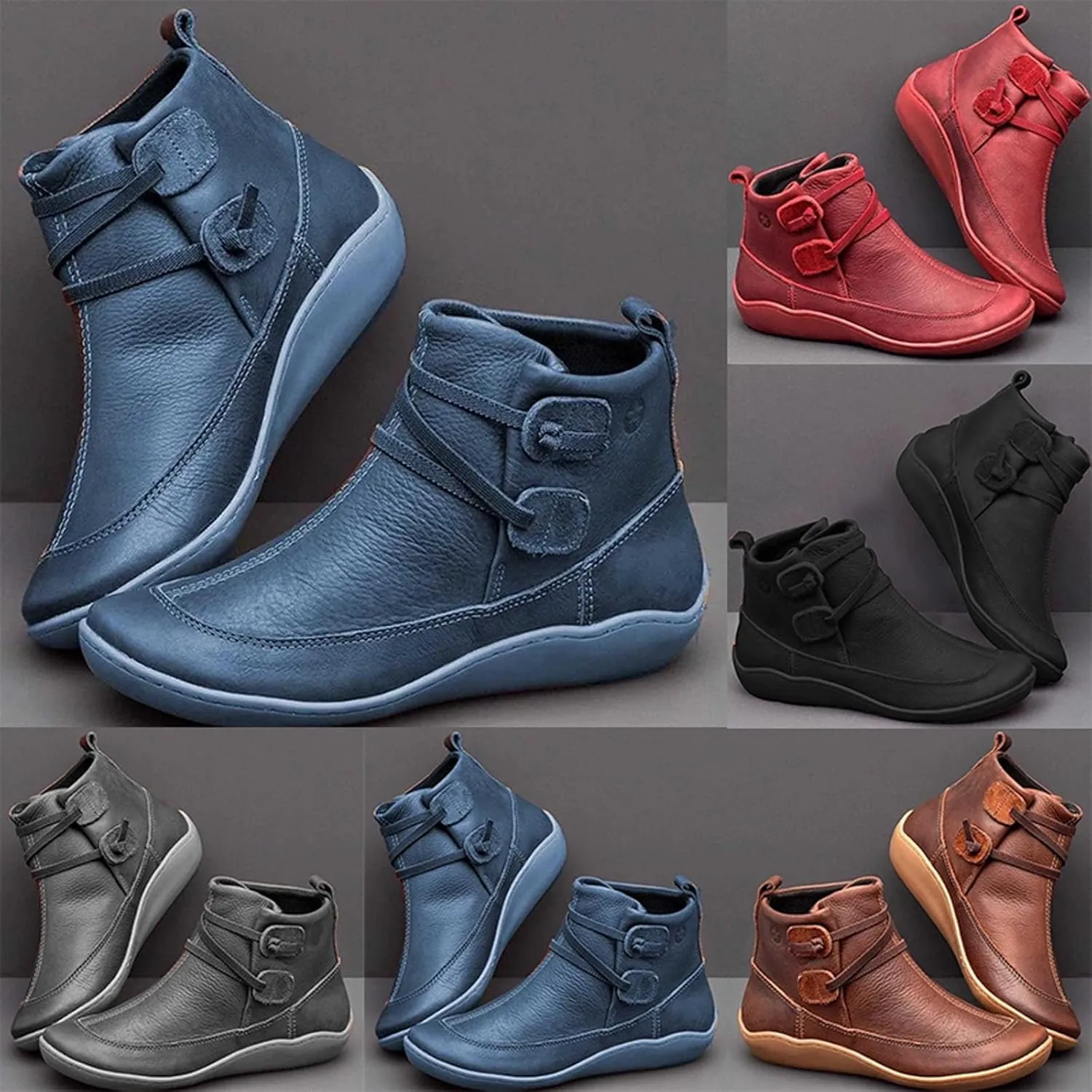 Work Boots for Women Ankle Leather Booties for Women 2024 Booties for Women Comfy Womens Bootie Round Toe Round Toe Low Heel Low Heel Comfortable Pointed Toe