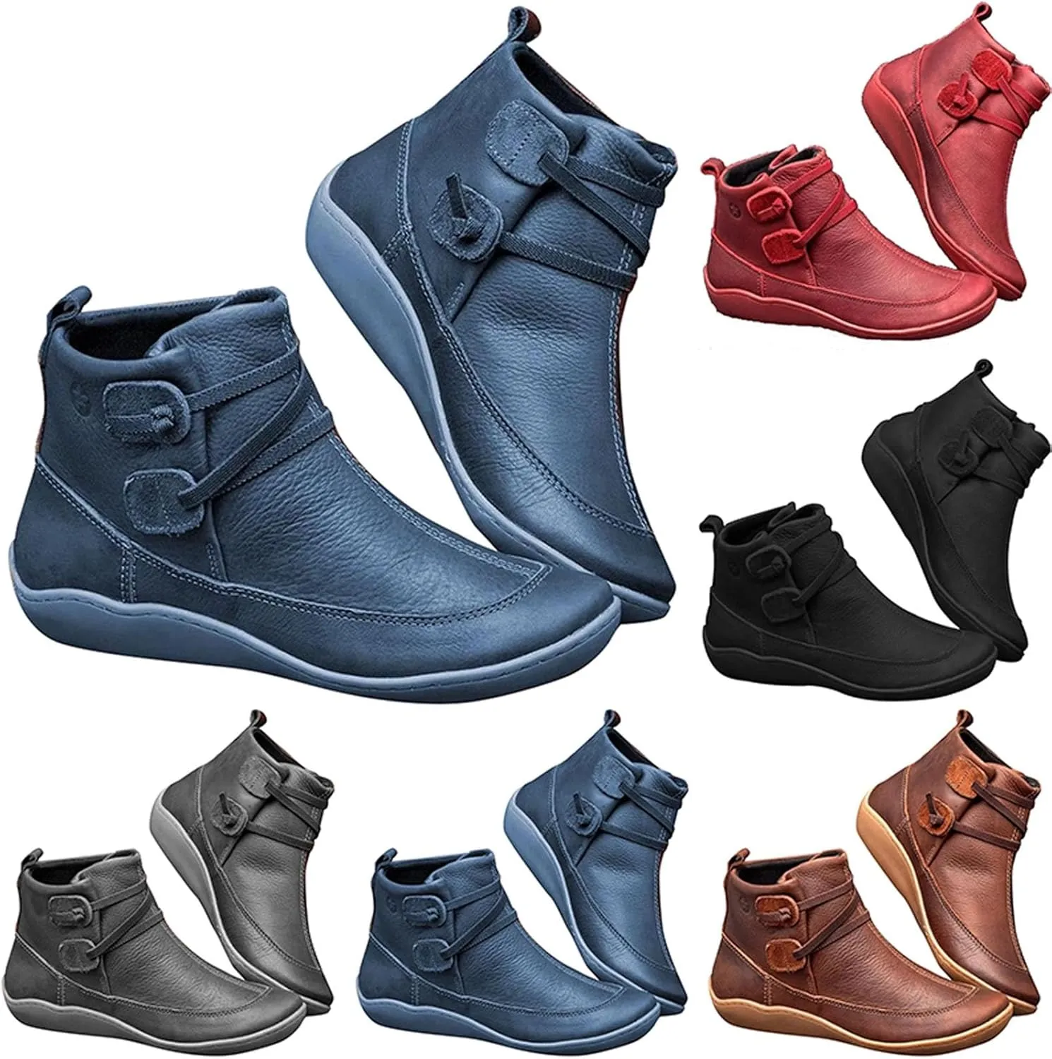 Work Boots for Women Ankle Leather Booties for Women 2024 Booties for Women Comfy Womens Bootie Round Toe Round Toe Low Heel Low Heel Comfortable Pointed Toe